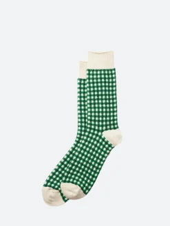 ROTOTO - Gingham Check Sock in Green