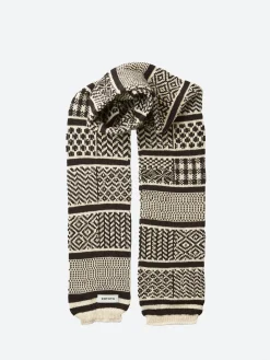 ROTOTO - Multi Jacquard Sock Stole in Ivory/Black