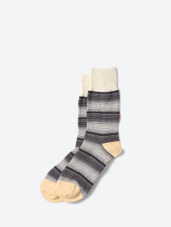ROTOTO - Ombre Stripe Sock in Charcoal