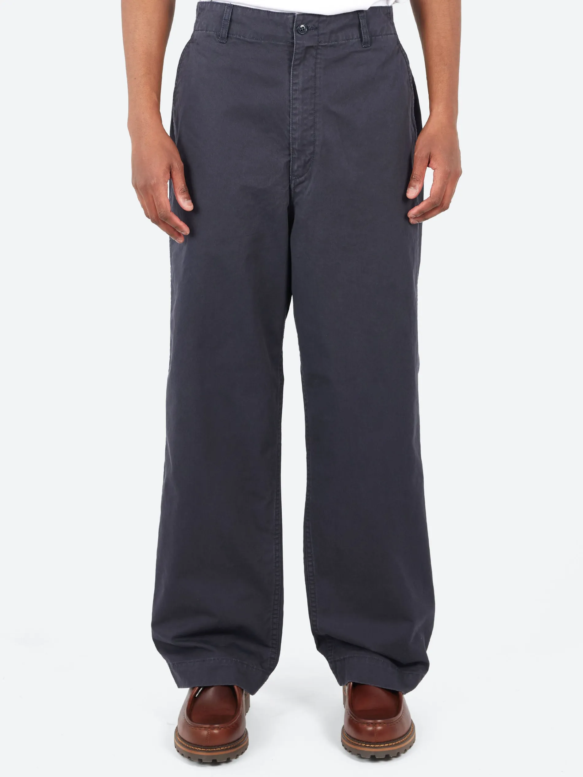 Sage de Cret - Cotton Chino Cloth Baggy Pants in Navy