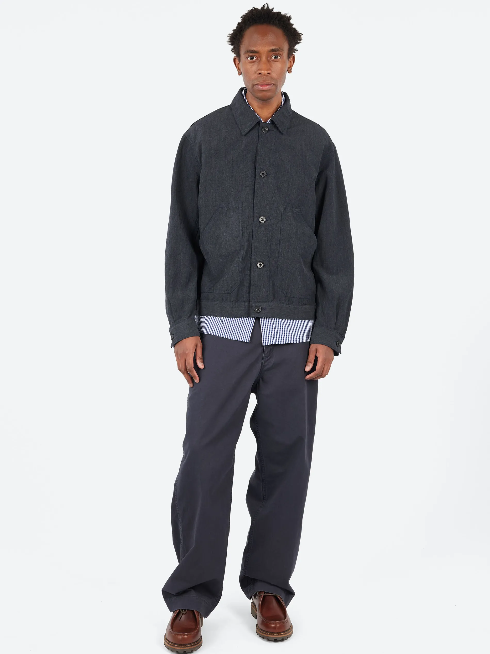 Sage de Cret - Cotton Chino Cloth Baggy Pants in Navy