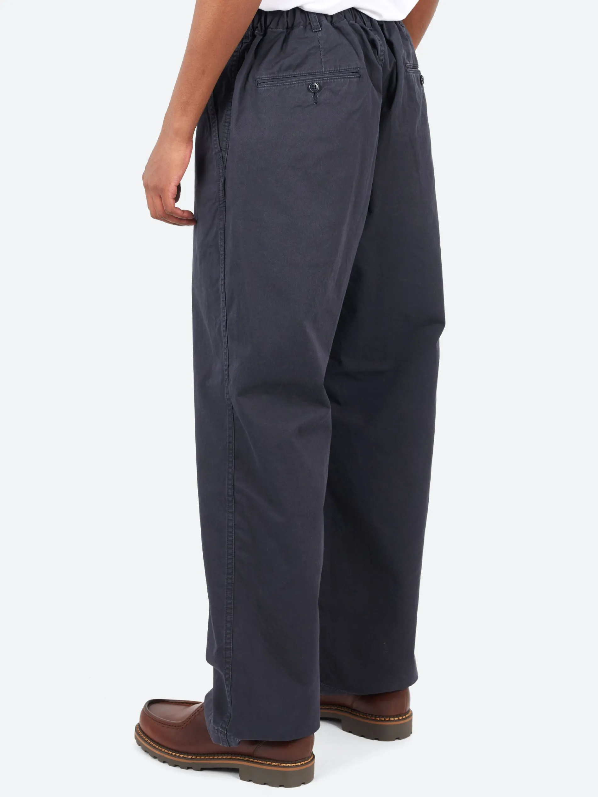 Sage de Cret - Cotton Chino Cloth Baggy Pants in Navy
