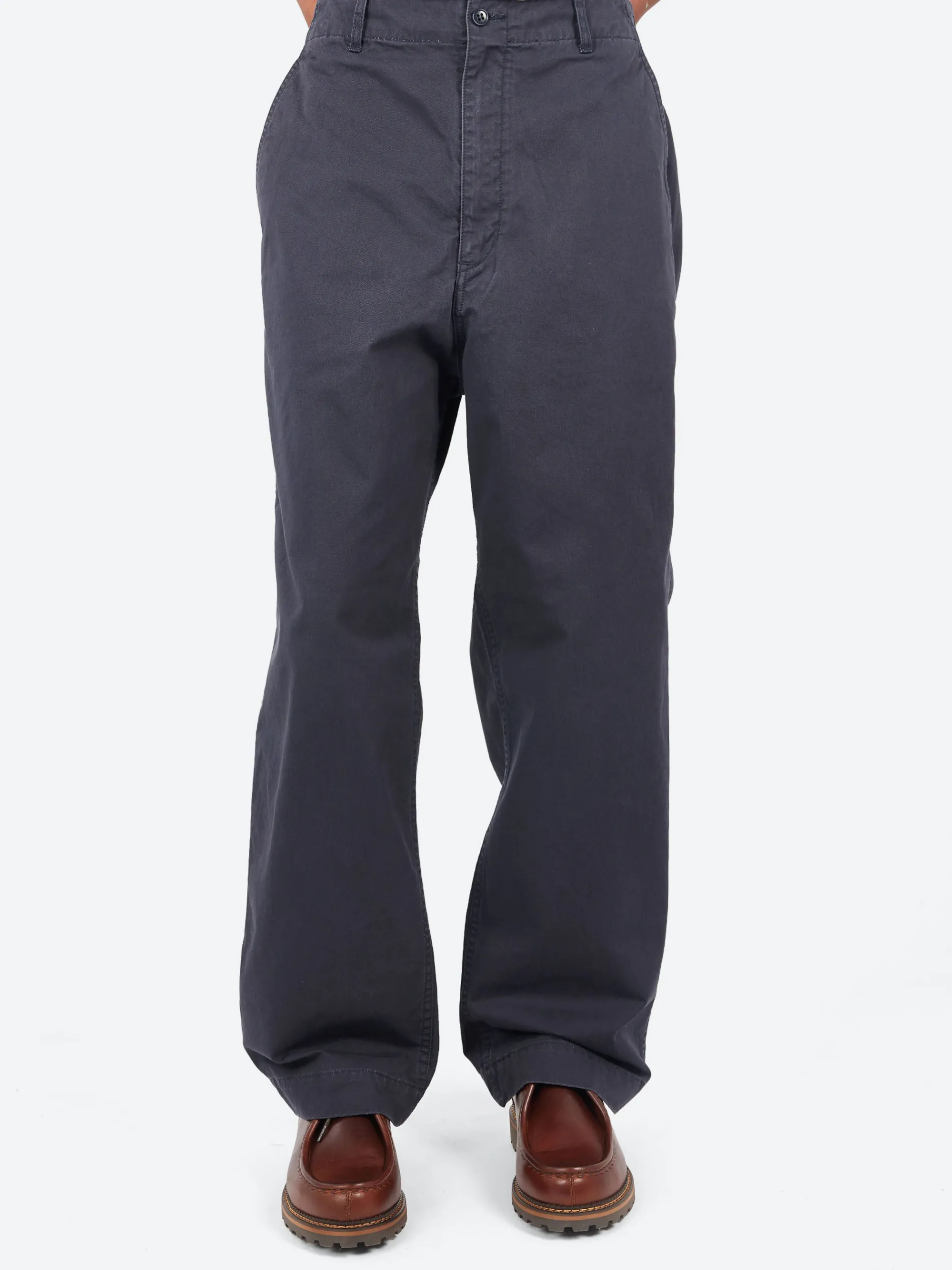 Sage de Cret - Cotton Chino Cloth Baggy Pants in Navy