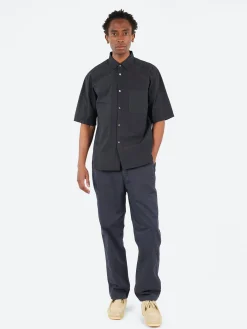 Sage de Cret - Organic Cotton Broadcloth Short Sleeve Regular Collar Shirt in Black