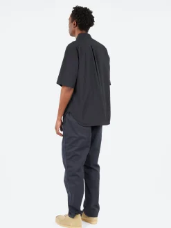 Sage de Cret - Organic Cotton Broadcloth Short Sleeve Regular Collar Shirt in Black