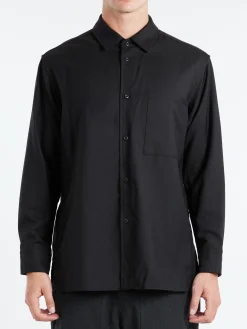 Sage de Cret - Super 100 Twill Regular Collar Shirt in Black