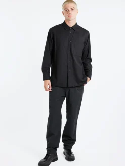 Sage de Cret - Super 100 Twill Regular Collar Shirt in Black