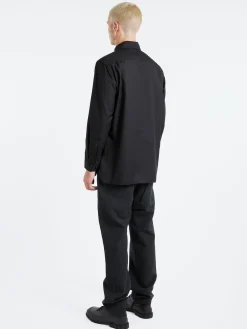 Sage de Cret - Super 100 Twill Regular Collar Shirt in Black