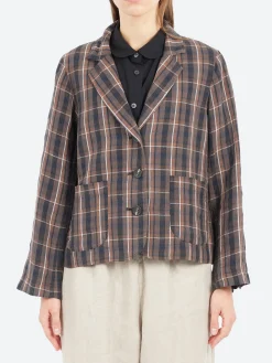 Sarahwear - Linen Check Tailored Jacket in Brown