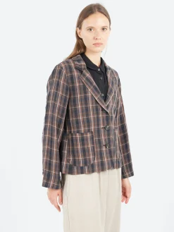 Sarahwear - Linen Check Tailored Jacket in Brown