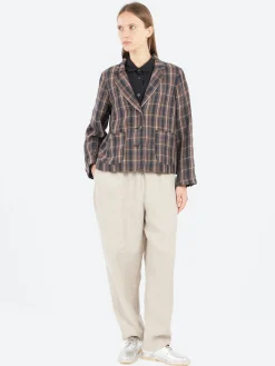 Sarahwear - Linen Check Tailored Jacket in Brown