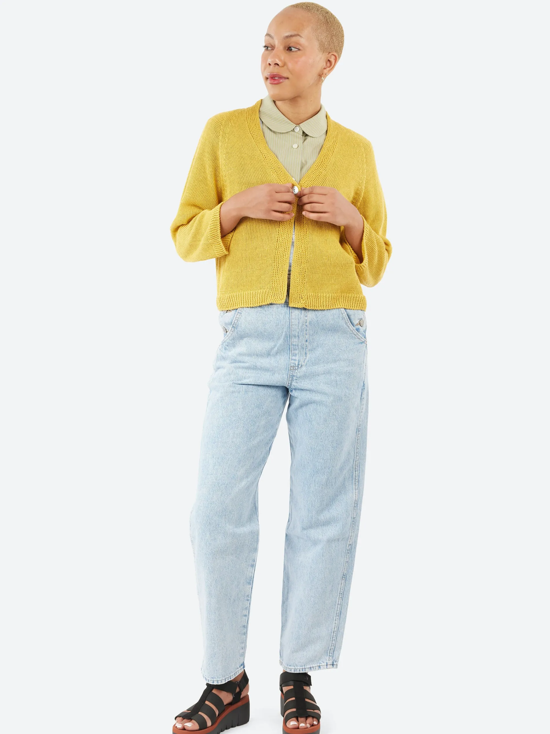Sarahwear - Linen Knit Cardigan in Yellow