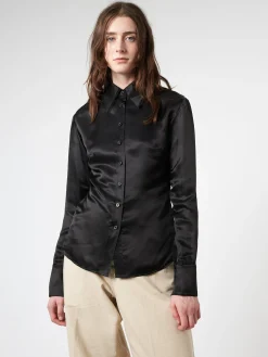 Silk Blend Button-Up Shirt