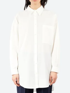 Silk Laundry - Cotton Silk Round Shirt in White