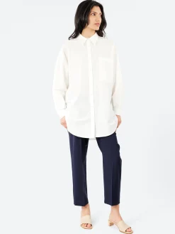 Silk Laundry - Cotton Silk Round Shirt in White