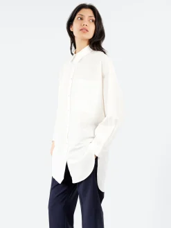 Silk Laundry - Cotton Silk Round Shirt in White