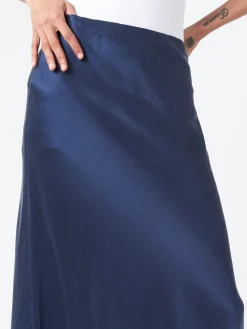 SILK LAUNDRY - Long Bias Cut Skirt in Midnight