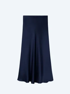 SILK LAUNDRY - Long Bias Cut Skirt in Midnight