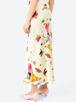 Silk Laundry - Long Bias Cut Skirt in Insects