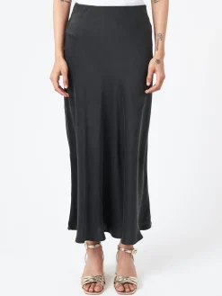 SILK LAUNDRY - Long Bias Cut Skirt in Black