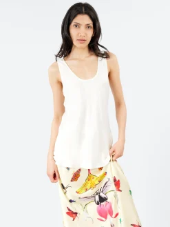 Silk Laundry - Scoop Neck Tank in White