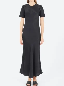 Silk Laundry - Short Sleeve Bias Dress in Black
