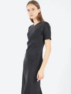Silk Laundry - Short Sleeve Bias Dress in Black