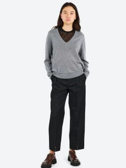Soeur - Derek V-Neck Sweater in Gris Chine