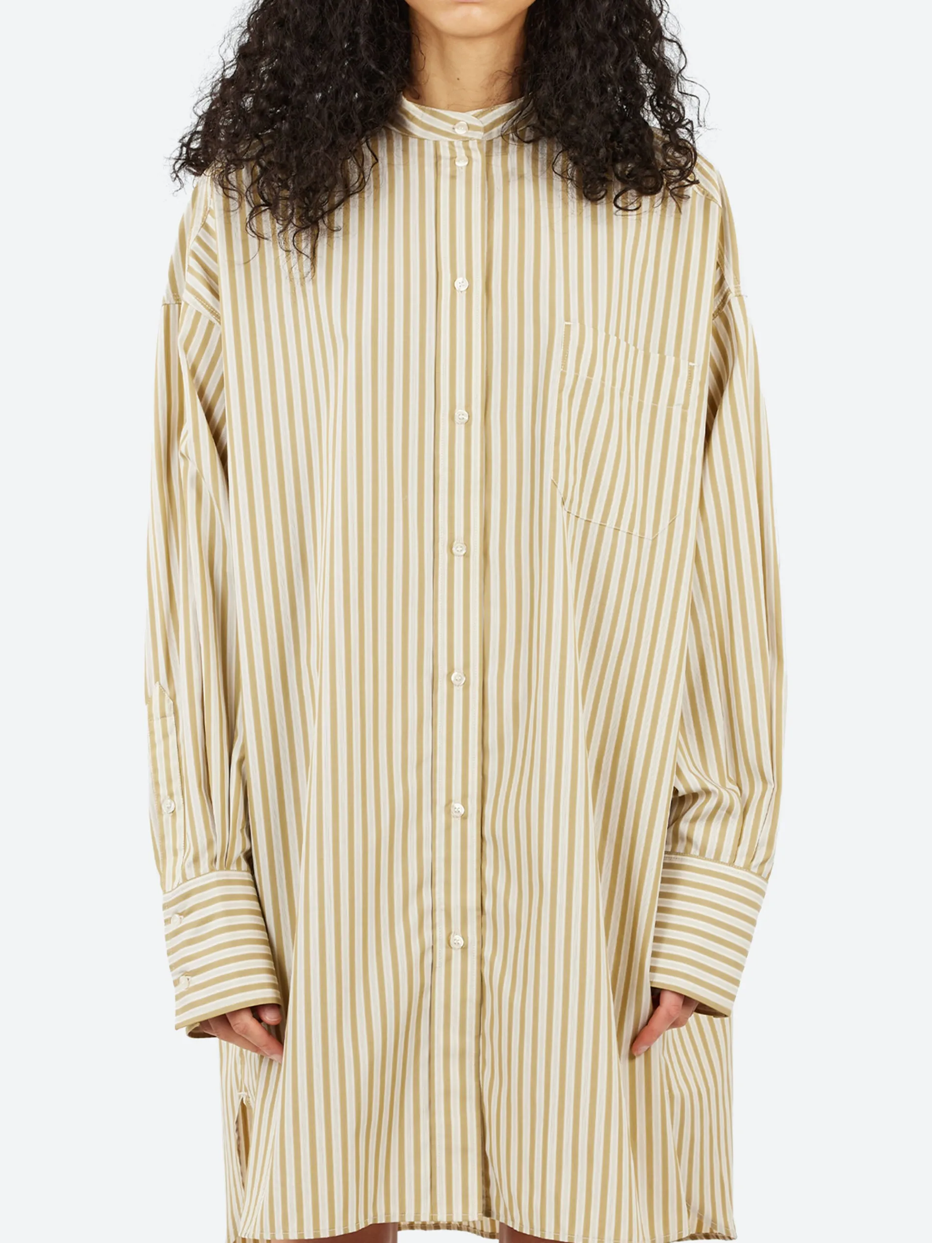 Soeur - Diane Dress in Beige and Ecru