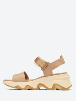 SOREL - Kinetic Impact Y-Strap High Wedge Sandal in Honest Beige and Honey White