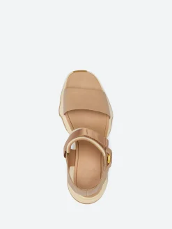 SOREL - Kinetic Impact Y-Strap High Wedge Sandal in Honest Beige and Honey White