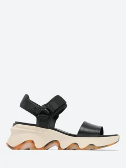 SOREL - Kinetic Impact Y-Strap High Wedge Sandal in Black and Chalk