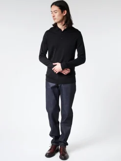 Sunspel - Extra-Fine Merino Polo Shirt in Black