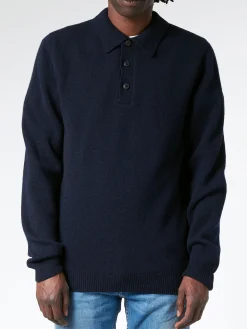 Sunspel - Lambswool Polo Shirt in Dark Navy