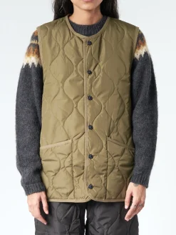 TAION - Military Crew Neck Down Vest in Dark Olive