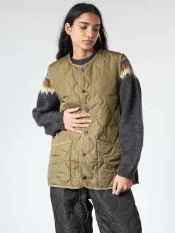 TAION - Military Crew Neck Down Vest in Dark Olive
