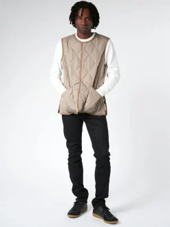 TAION - Military Crew Neck Down Vest in Light Mocha