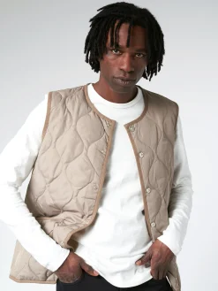 TAION - Military Crew Neck Down Vest in Light Mocha