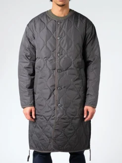 TAION - Military Crew Neck Down Coat in Charcoal