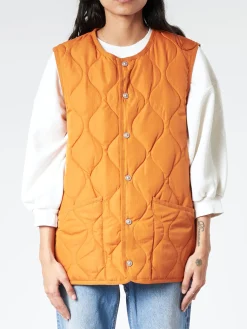 TAION - Military Crew Neck Down Vest in Dark Orange
