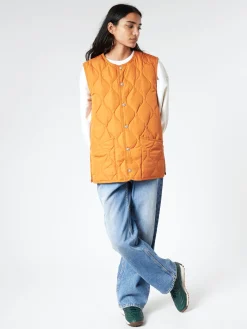 TAION - Military Crew Neck Down Vest in Dark Orange