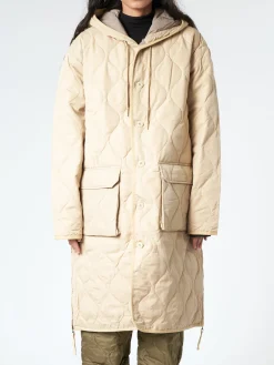 TAION - Military Hood Long Down Coat in Cream