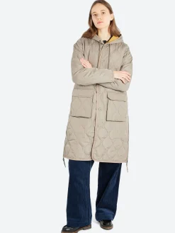 TAION - Military Hood Long Down Coat in Light Mocha