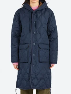 TAION - Military Hood Long Down Coat in Dark Navy
