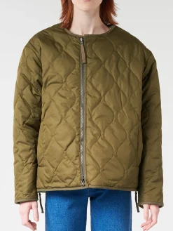 Taion - Military Reversible Crew Neck Down Jacket in Olive and Cream