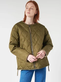 Taion - Military Reversible Crew Neck Down Jacket in Olive and Cream