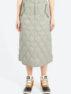 TAION - Military Snap Button Down Skirt in Dark Sage
