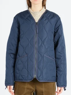 Taion - Military Zip V-Neck Down Jacket in Dark Navy