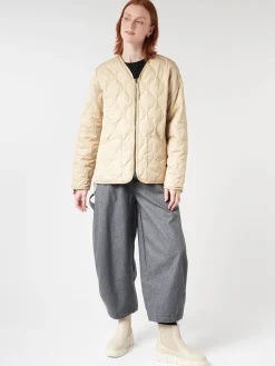 Taion - Military Zip V-Neck Down Jacket in Cream