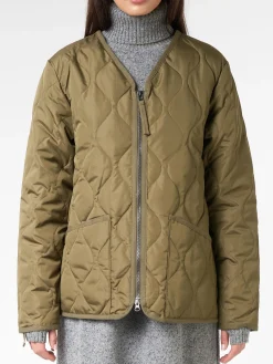 Taion - Military Zip V-Neck Down Jacket in Dark Olive